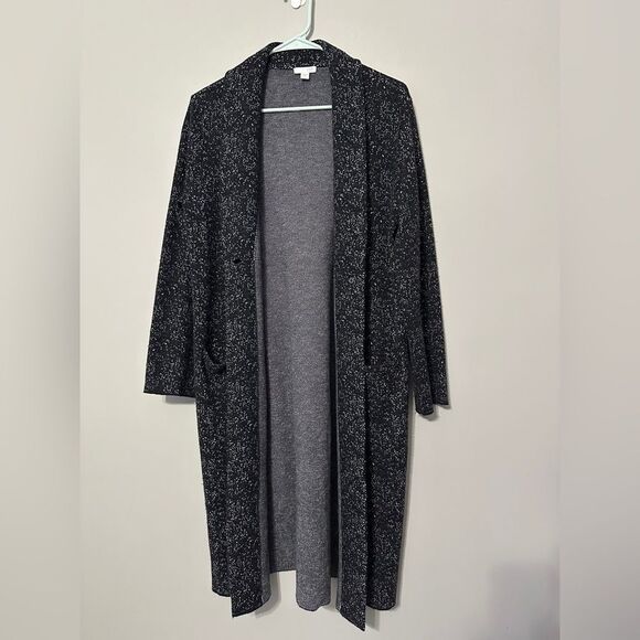 J. Jill Women’s Small Cardigan Sweater Black Grey Small Warm Winter Wool Long - Picture 2 of 5
